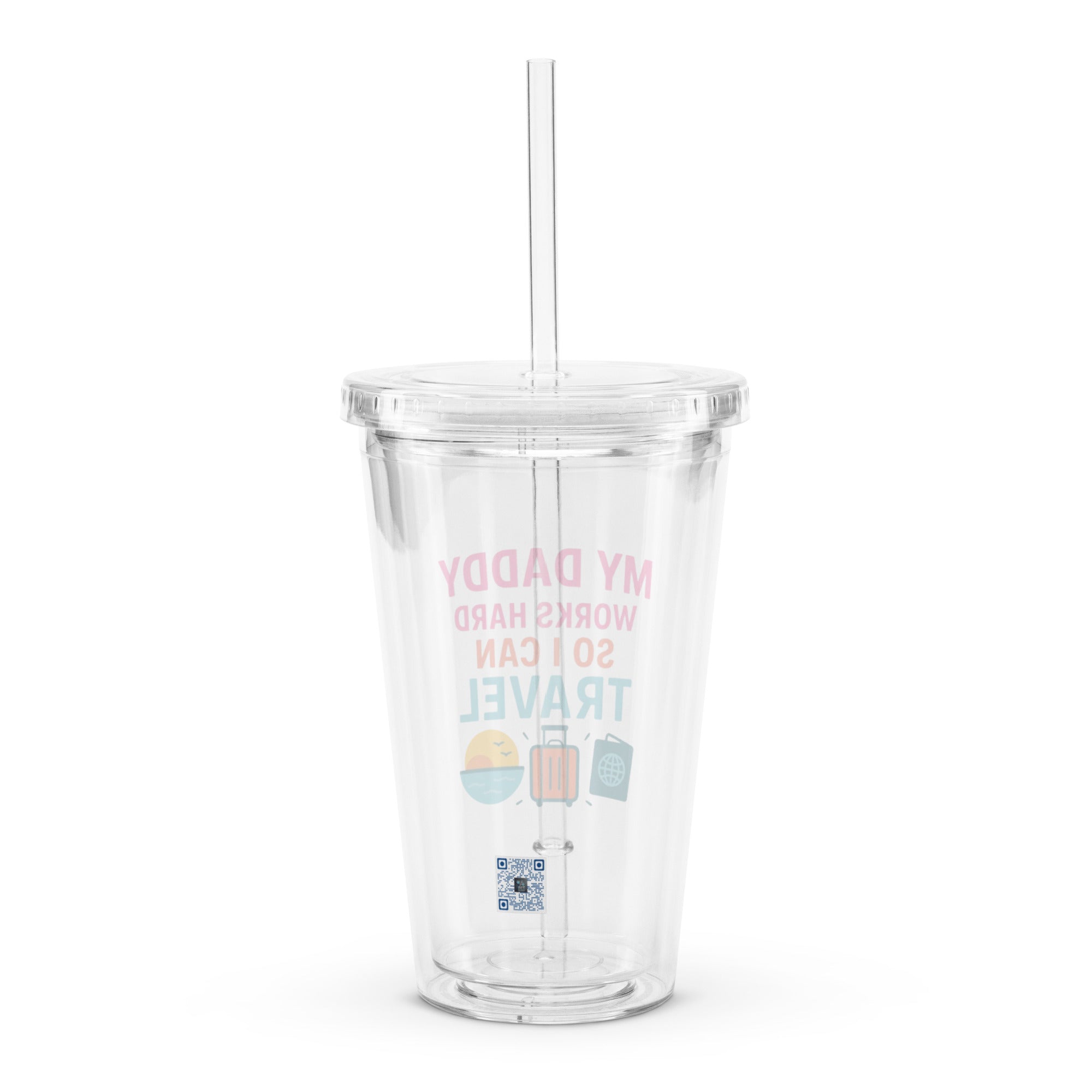 My Daddy Works So I Can Travel kids drinkware by Bee Original Designs, fun family travel statement.