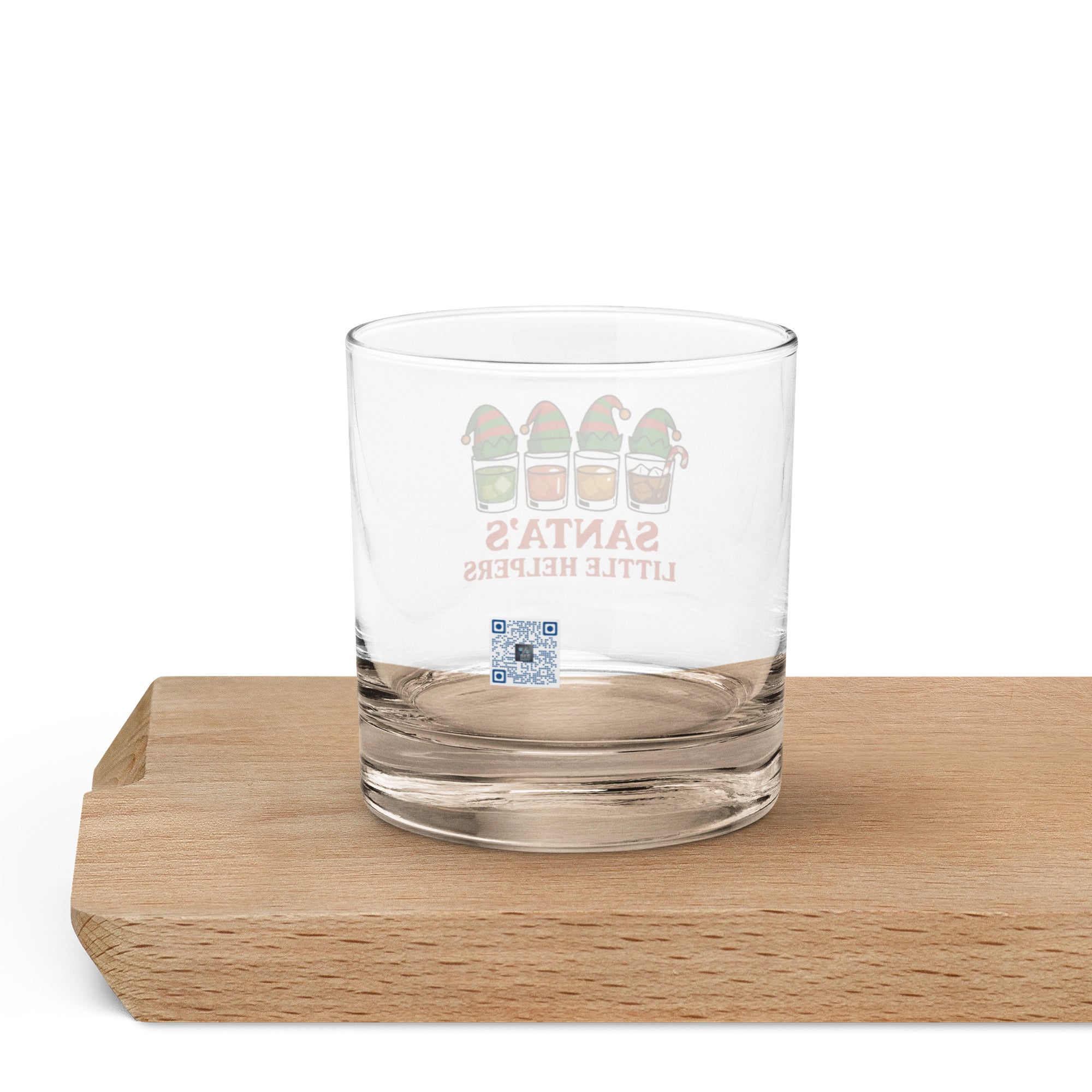 Santa’s Little Helpers holiday rocks glass for whiskey and cocktail lovers