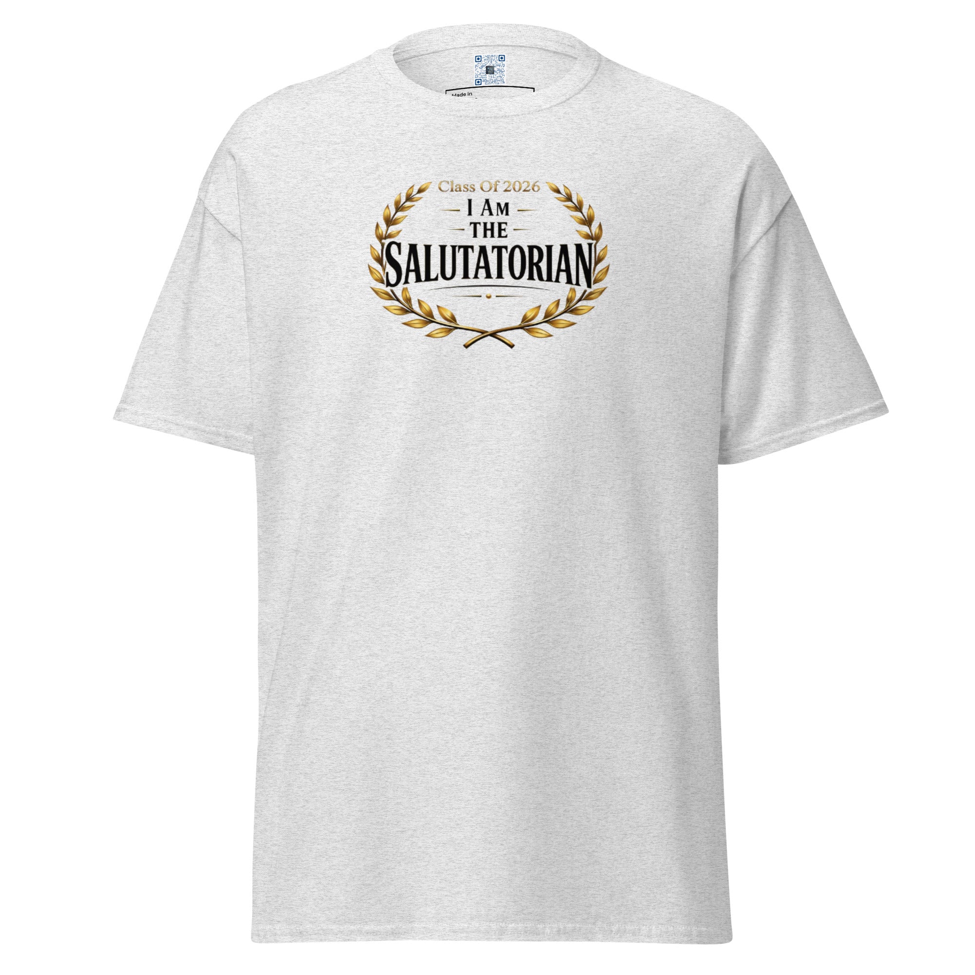 I Am The Salutatorian t-shirt with bold text design, graduation shirt from Leveling Up collection.