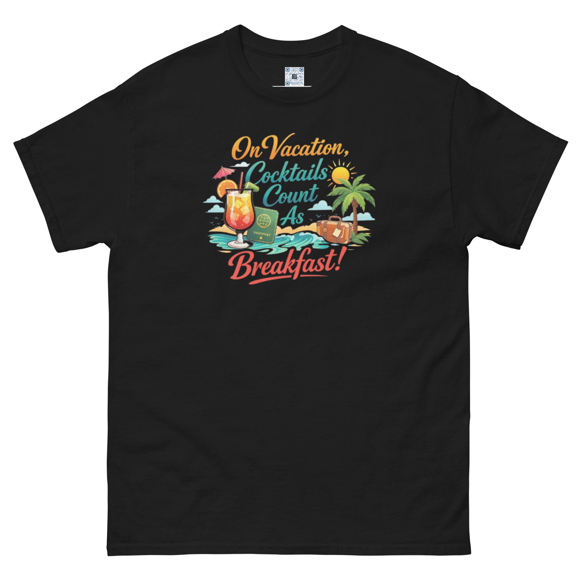 Cocktails Count as Breakfast t-shirt design by Bee Original Designs, perfect for vacation and beach vibes.