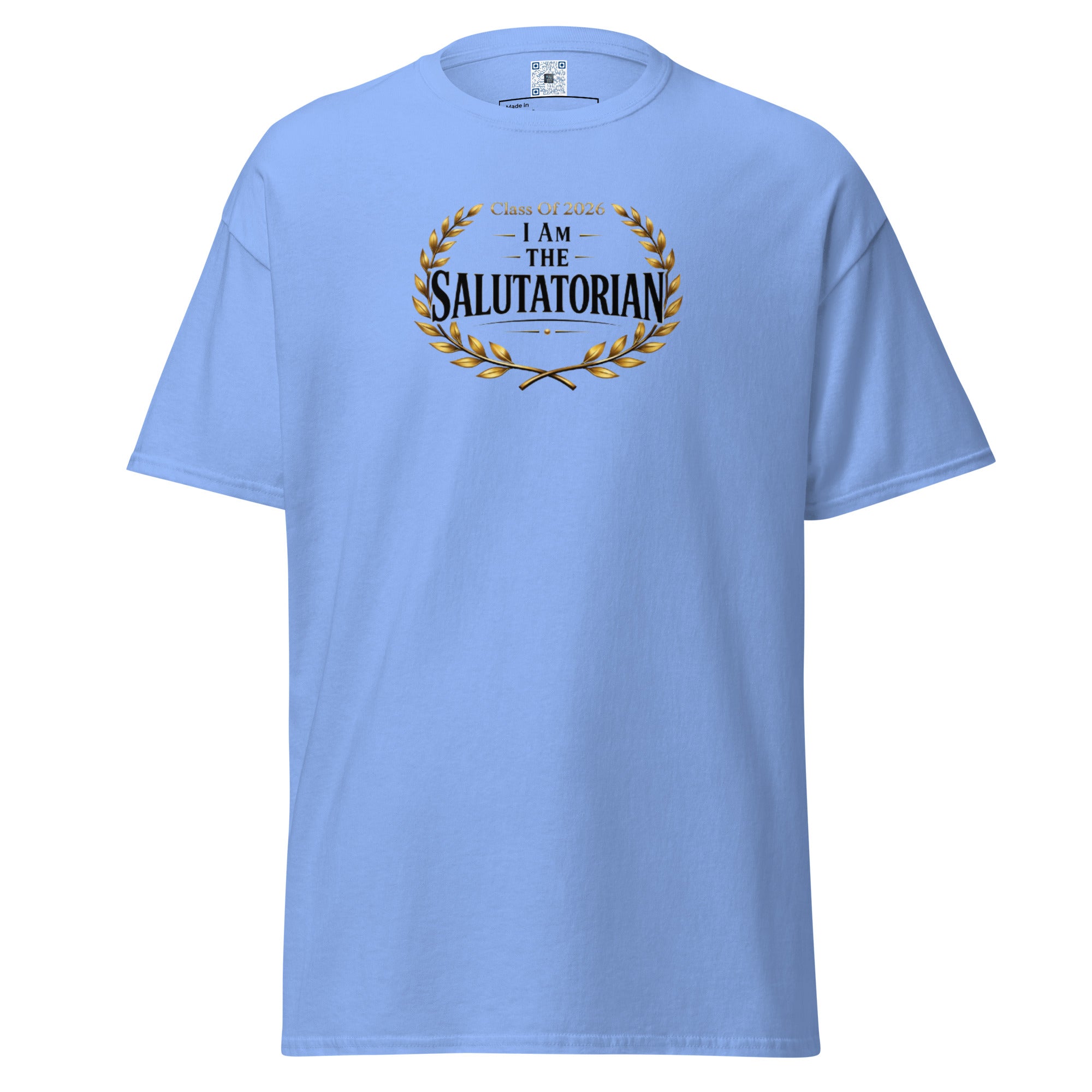 I Am The Salutatorian t-shirt with bold text design, graduation shirt from Leveling Up collection.