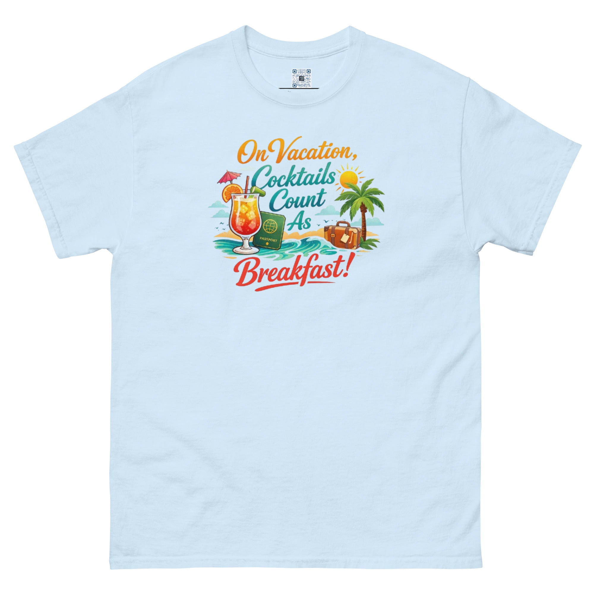Cocktails Count as Breakfast t-shirt design by Bee Original Designs, perfect for vacation and beach vibes.