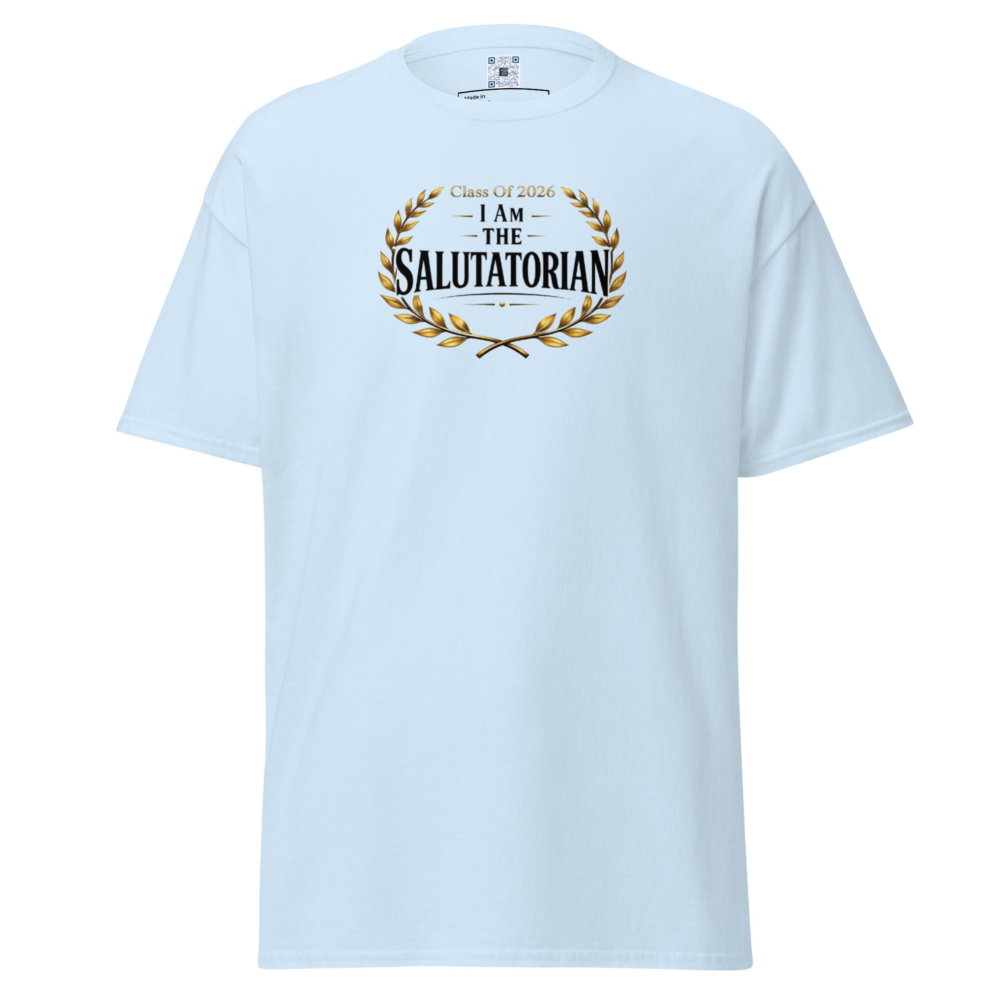 I Am The Salutatorian t-shirt with bold text design, graduation shirt from Leveling Up collection.