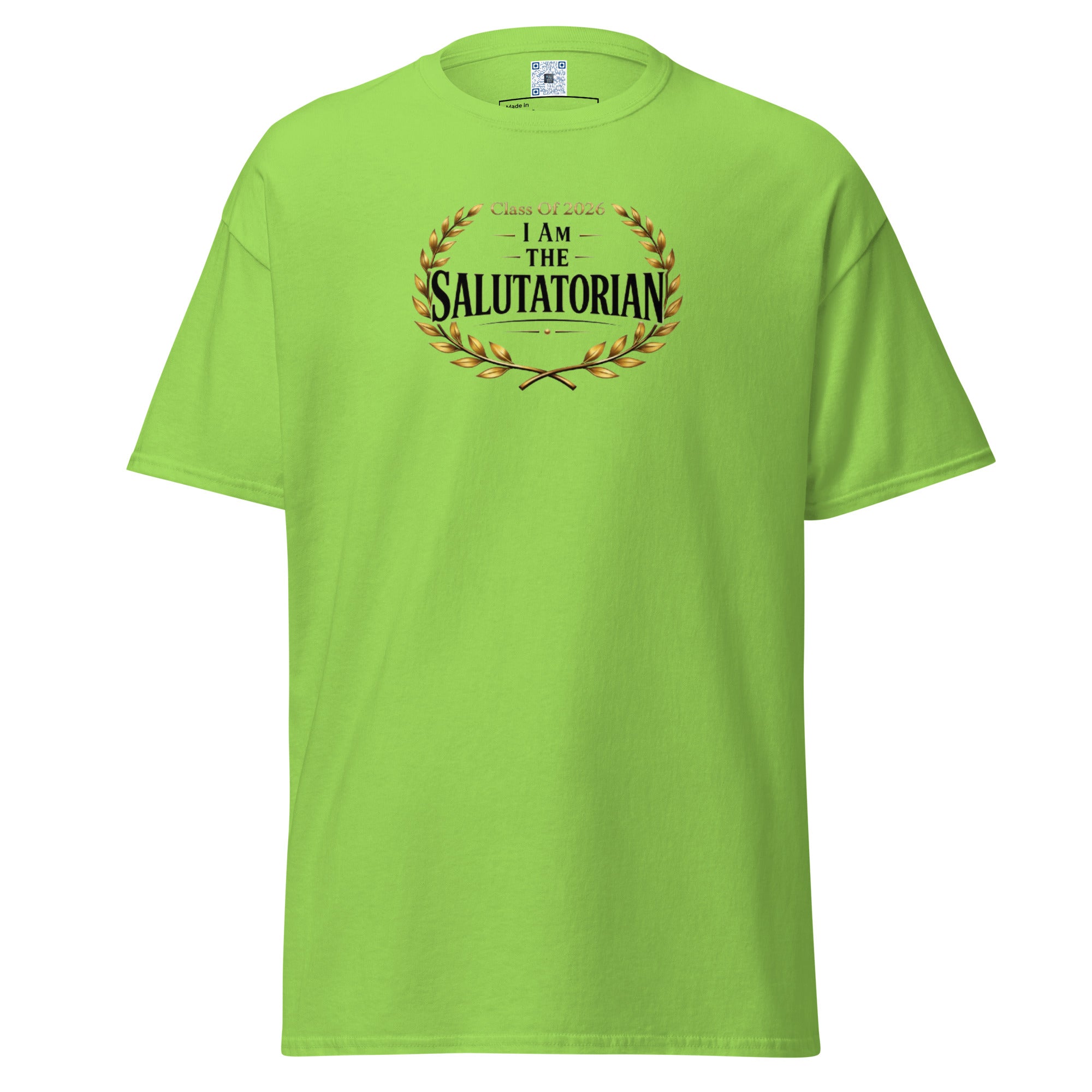 I Am The Salutatorian t-shirt with bold text design, graduation shirt from Leveling Up collection.