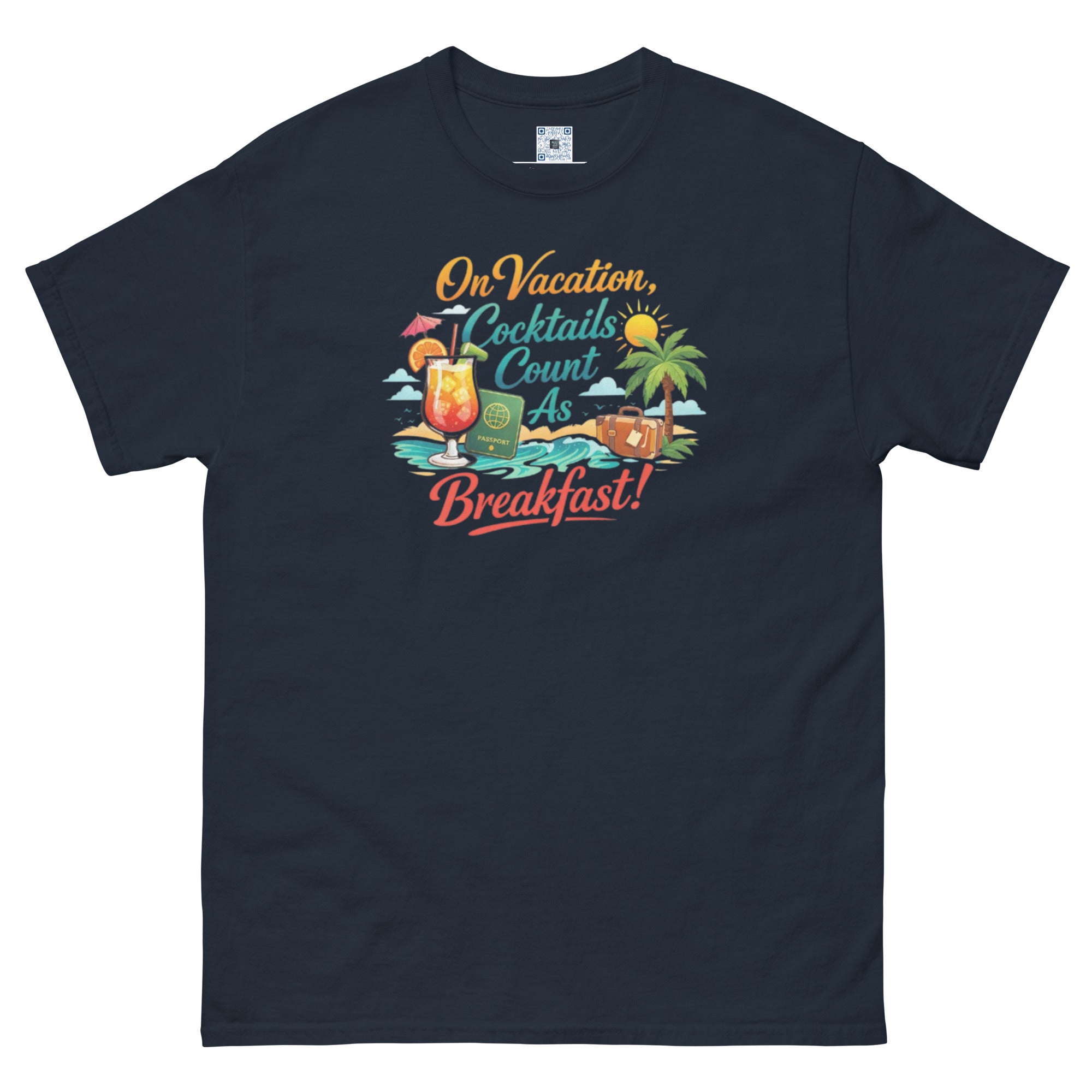 Cocktails Count as Breakfast t-shirt design by Bee Original Designs, perfect for vacation and beach vibes.