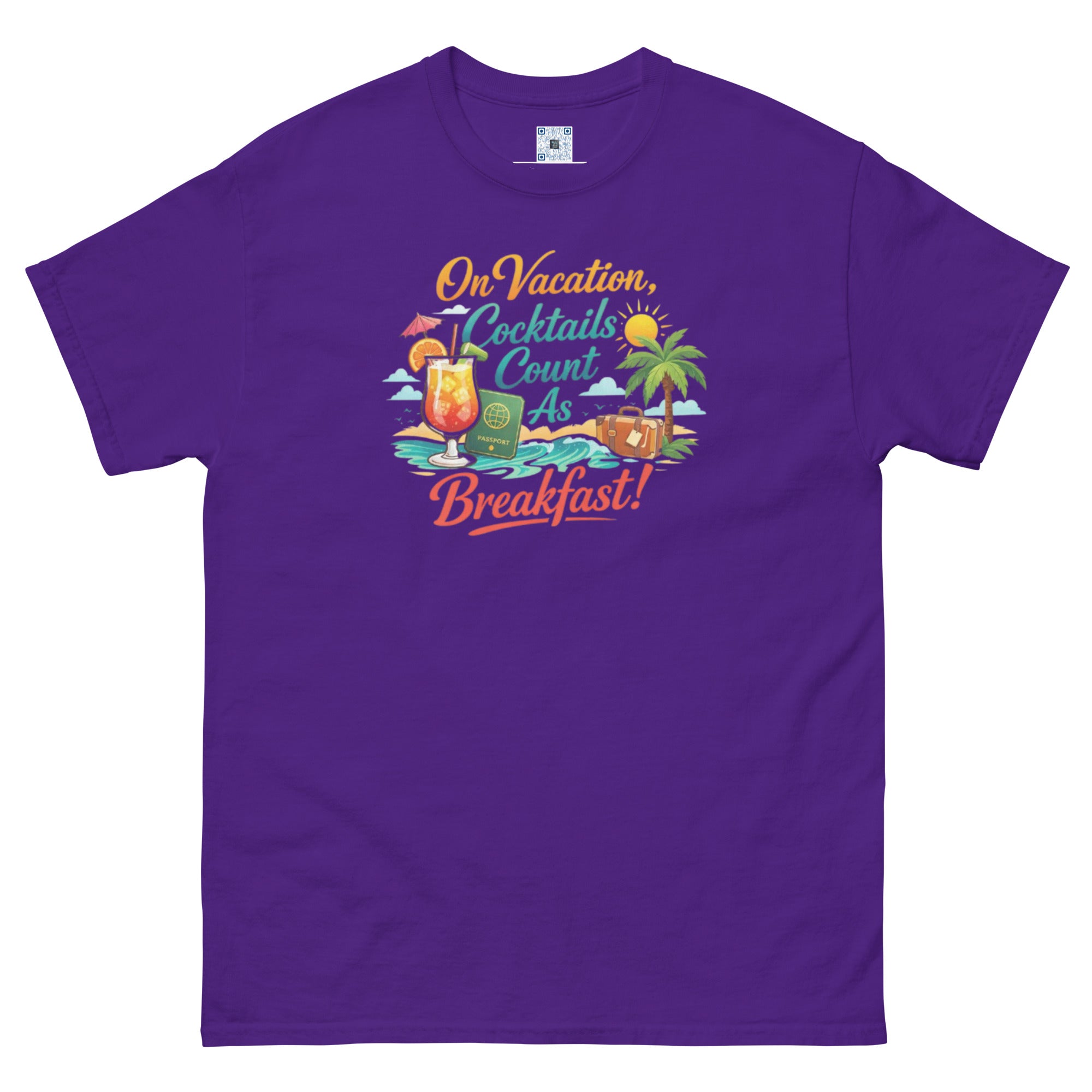 Cocktails Count as Breakfast t-shirt design by Bee Original Designs, perfect for vacation and beach vibes.
