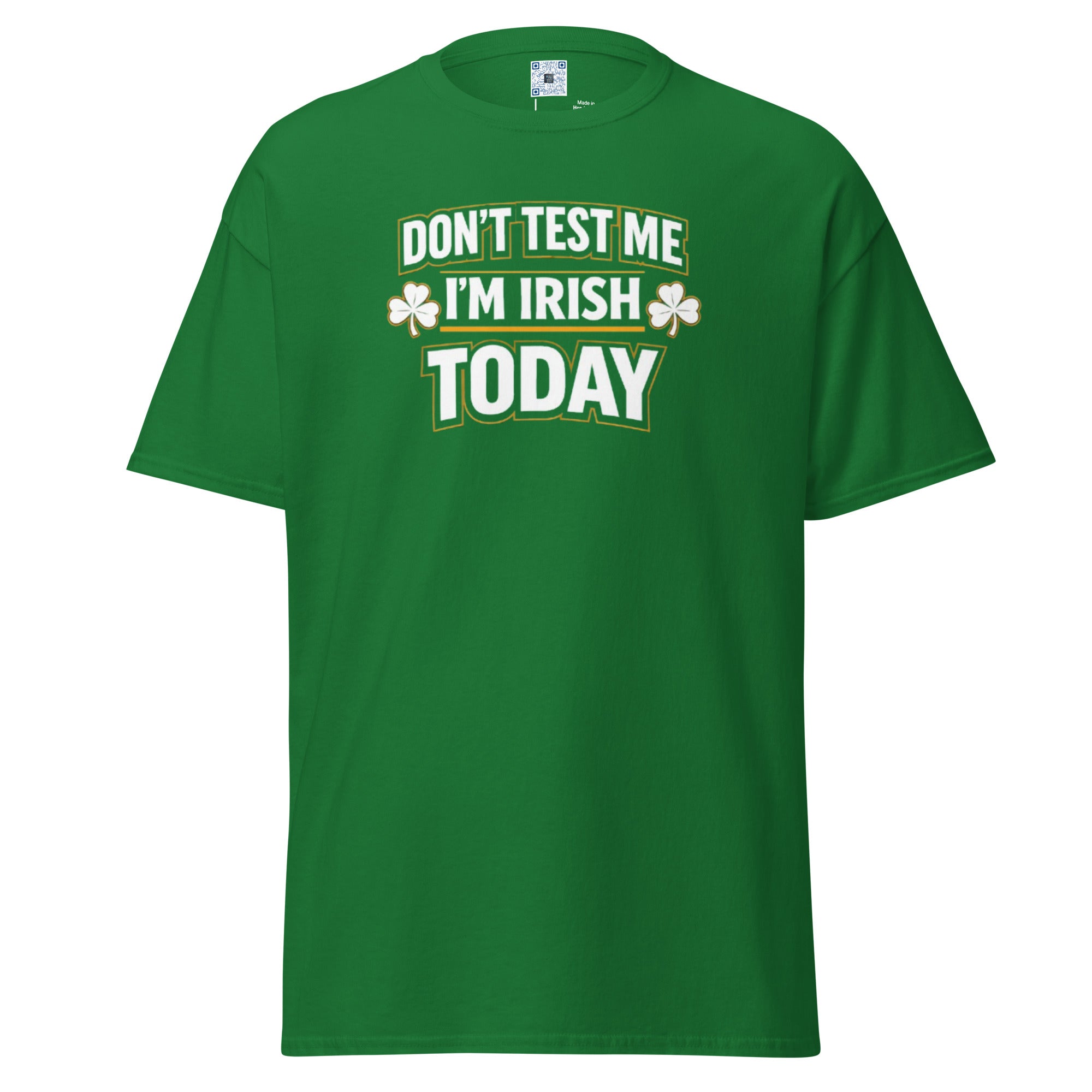 Don’t Test Me I’m Irish Today funny St Patrick’s Day shirt Irish humor graphic tee Bee Original Designs.