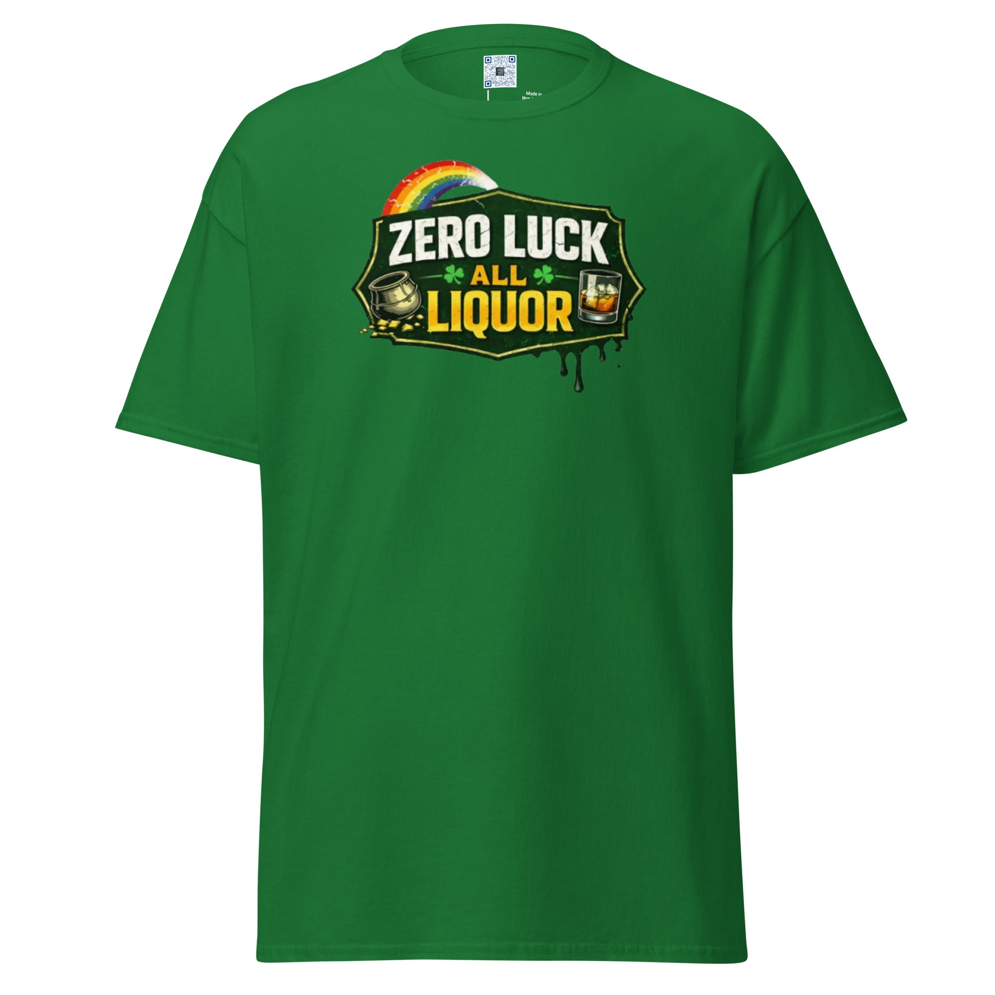 Zero Luck All Liquor funny St Patrick’s Day drinking shirt Irish party graphic tee Bee Original Designs.
