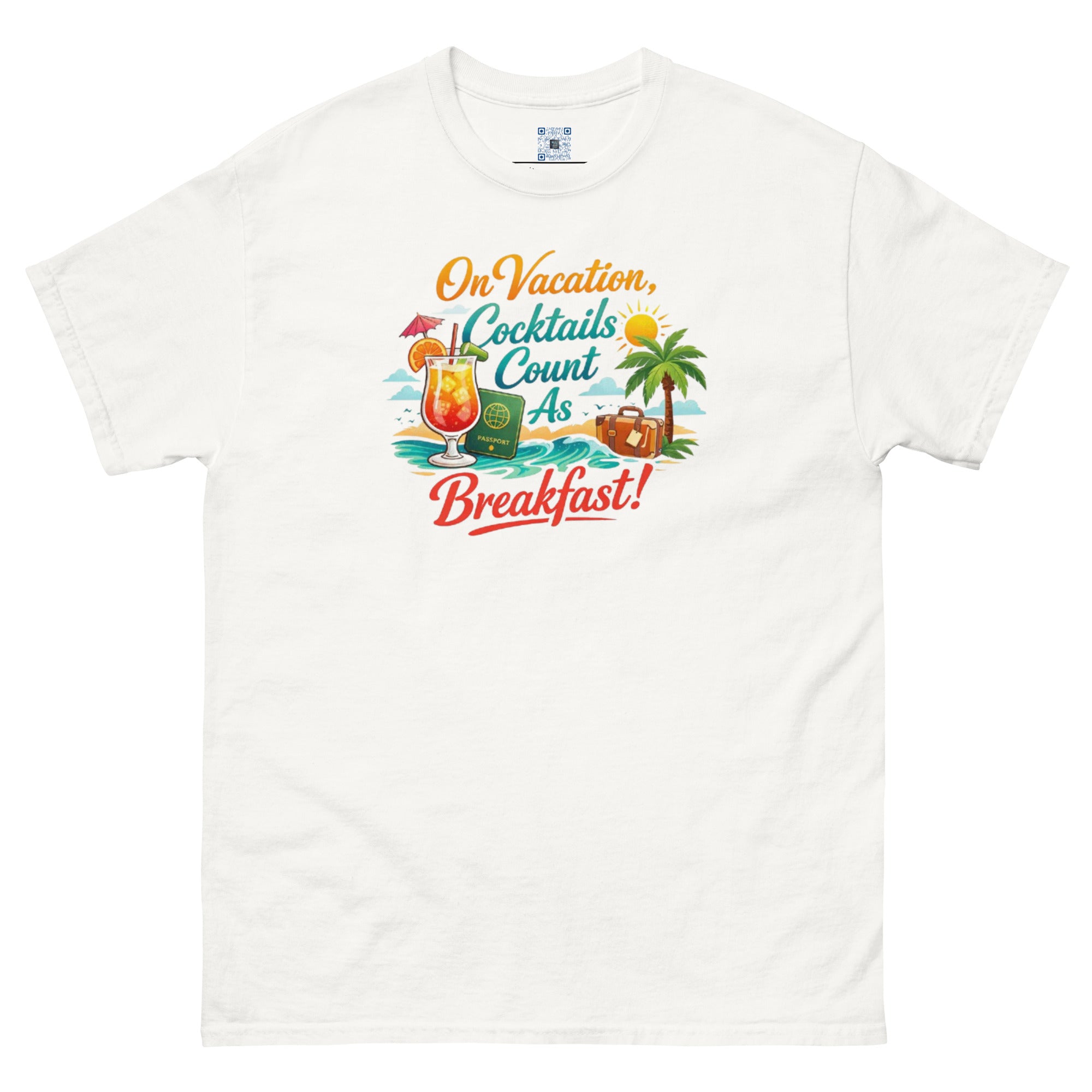 Cocktails Count as Breakfast t-shirt design by Bee Original Designs, perfect for vacation and beach vibes.