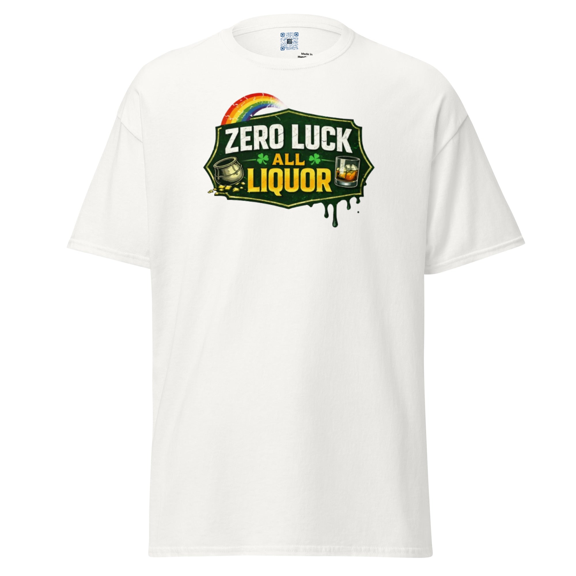 Zero Luck All Liquor funny St Patrick’s Day drinking shirt Irish party graphic tee Bee Original Designs.