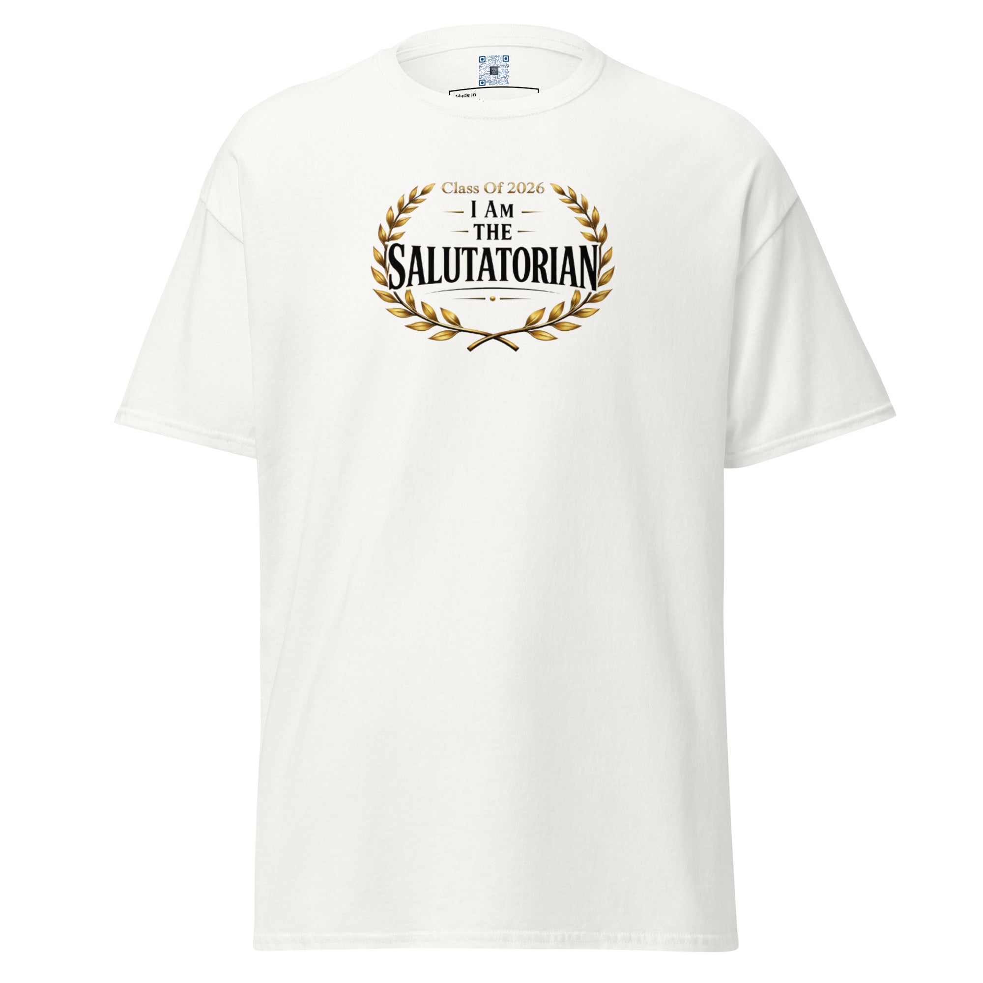 I Am The Salutatorian t-shirt with bold text design, graduation shirt from Leveling Up collection.