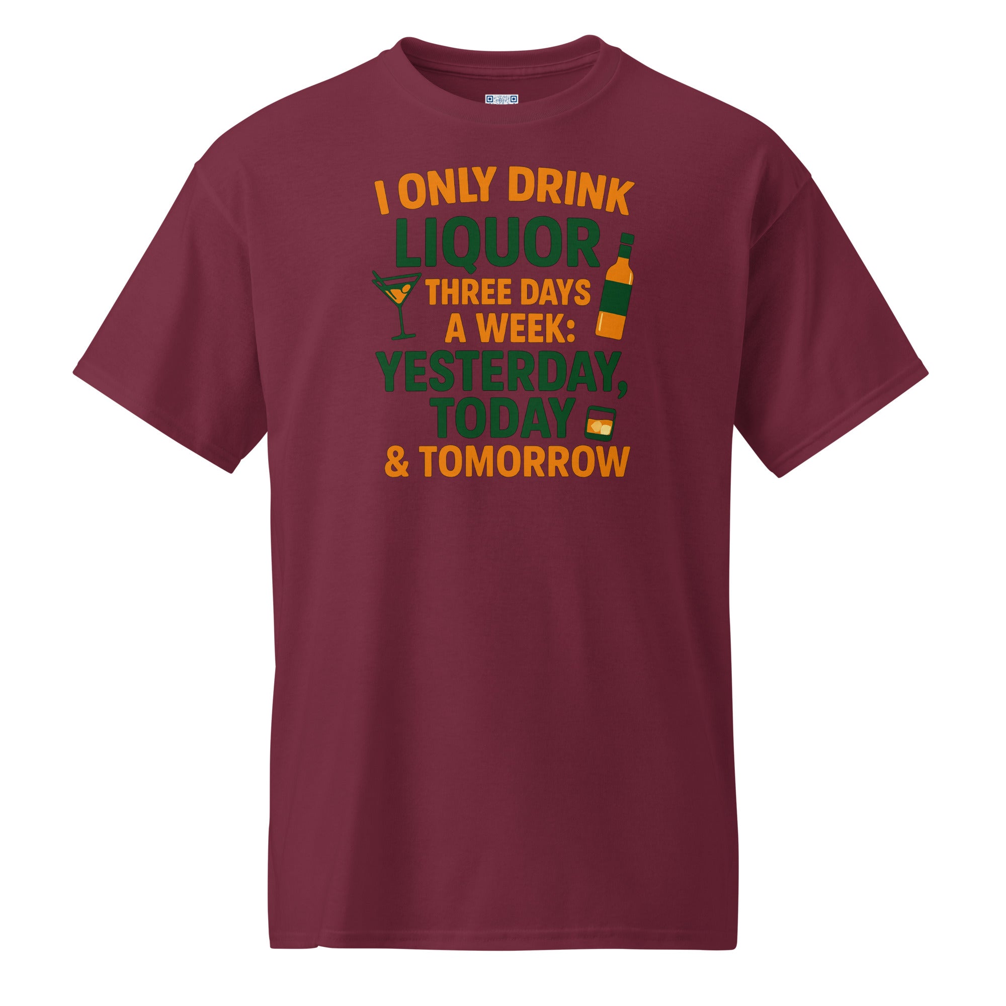 Graphic apparel featuring humorous “I Only Drink” slogan design