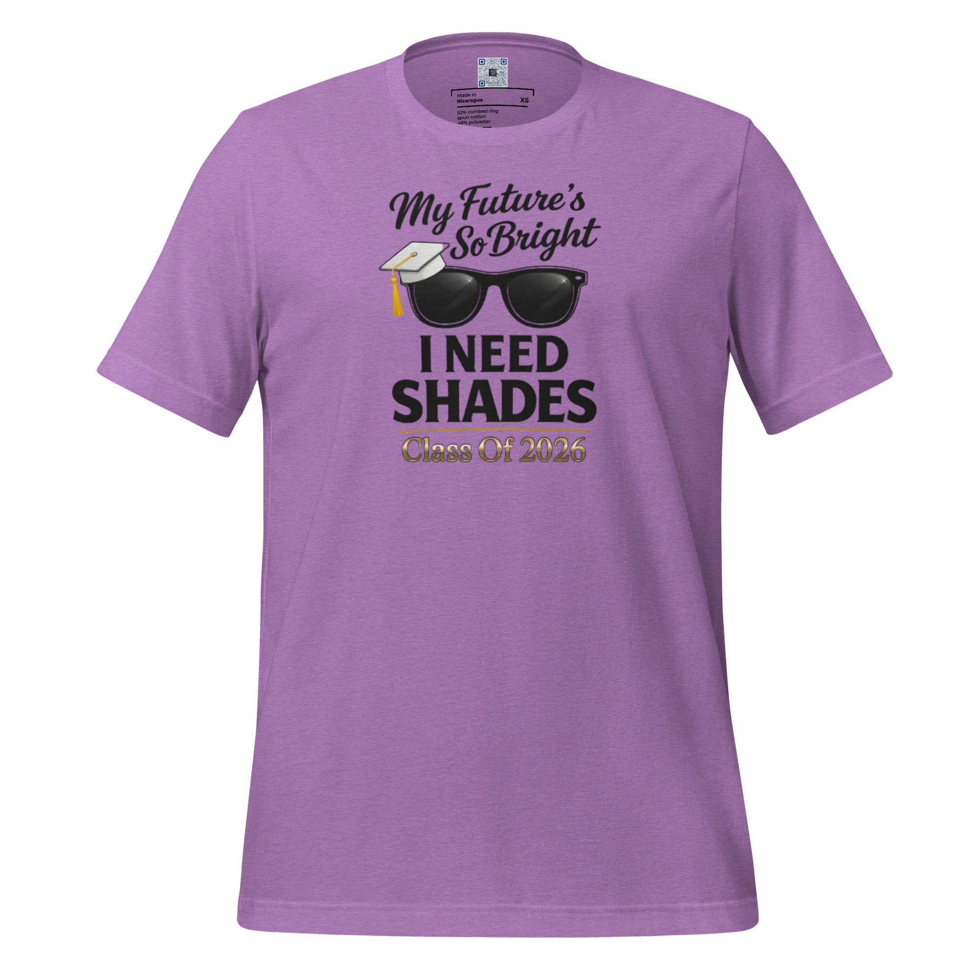 My Future’s So Bright I Need Shades t-shirt with bold text design, graduation shirt from Leveling Up collection.