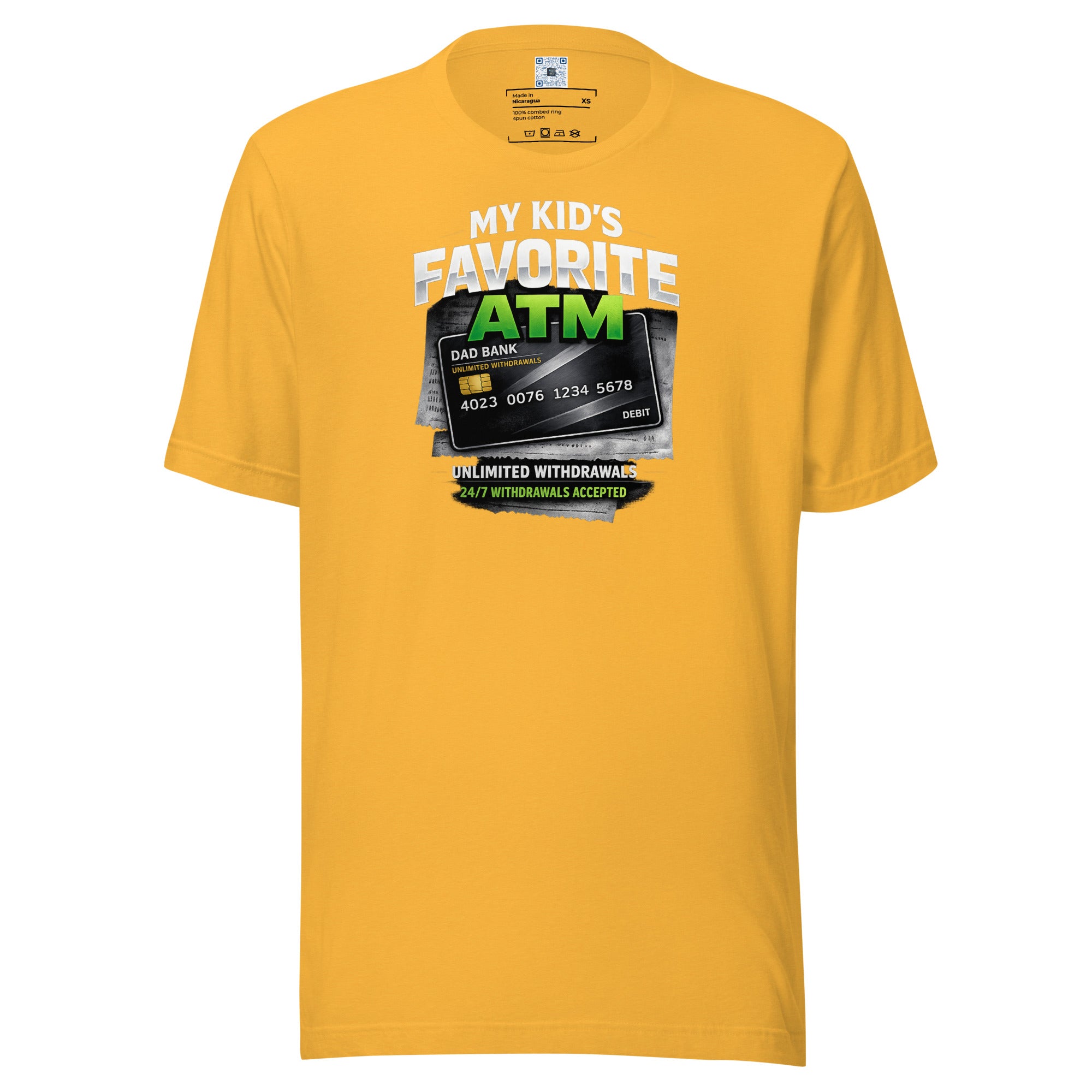 My Kid's Favorite ATM graphic t-shirt featuring a humorous Father's Day design celebrating dads, family, and the everyday realities of fatherhood.