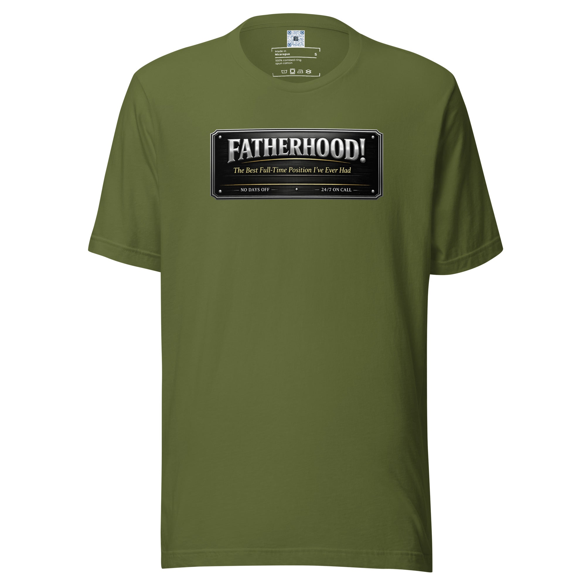 Fatherhood The Best Full-Time Position I've Ever Had graphic t-shirt featuring a bold Father's Day design celebrating dedicated dads, family, and fatherhood.