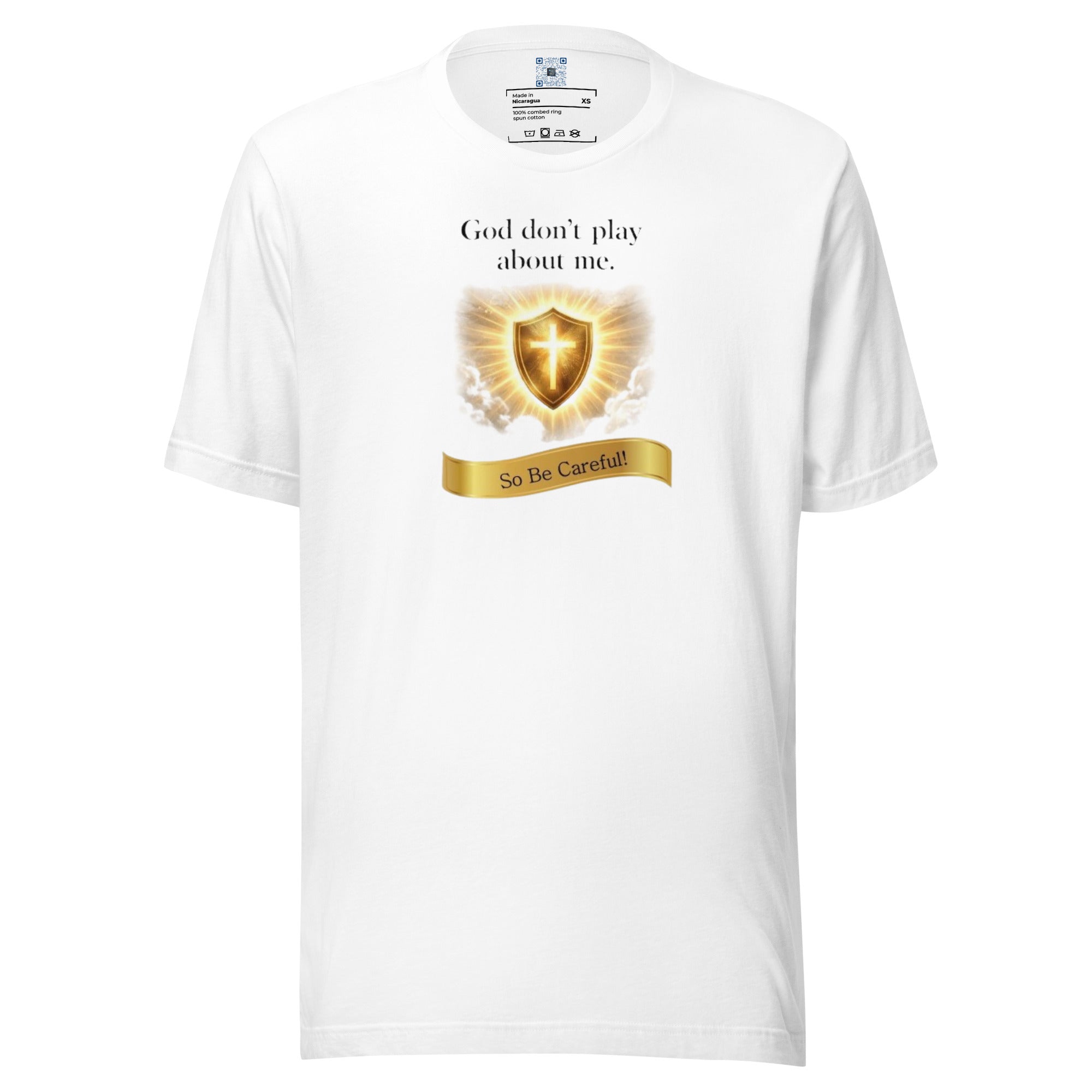 God Don’t Play About Me t-shirt design by Bee Original Designs, bold faith and confidence statement.